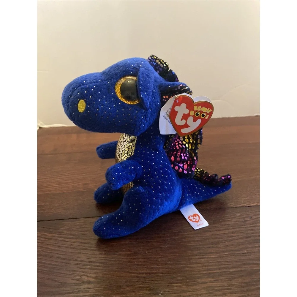Ty Beanie Boos 6 INCH Saffire BLUE SPECKLED DRAGON SMALL Plush Animal Toy‎